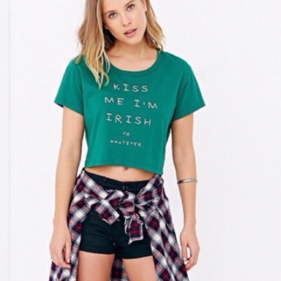 Truly Madly Deeply Tops - Kiss Me I’m Irish Green St.Patricks Day Crop Top